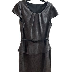 NWT Black & Gray Belted Sheath Dress